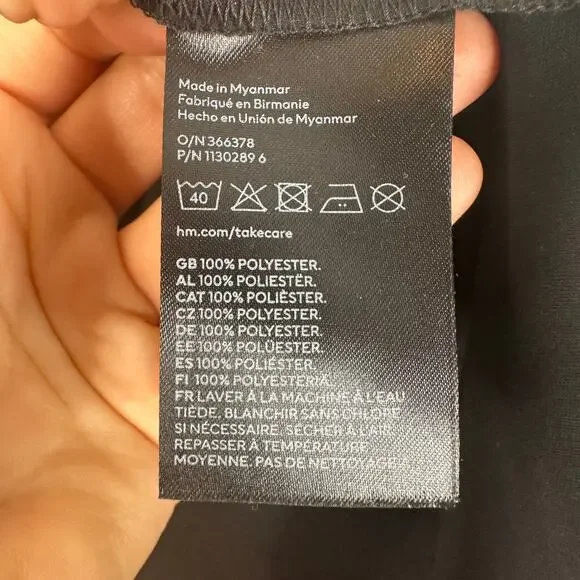 H&M Black Long Sleeve Shift V-Neck Dress - Picture 4 of 7